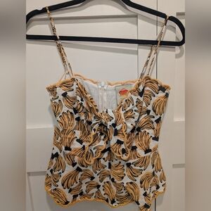 FARM Rio Leaf Print Camisole in Yellow and Black